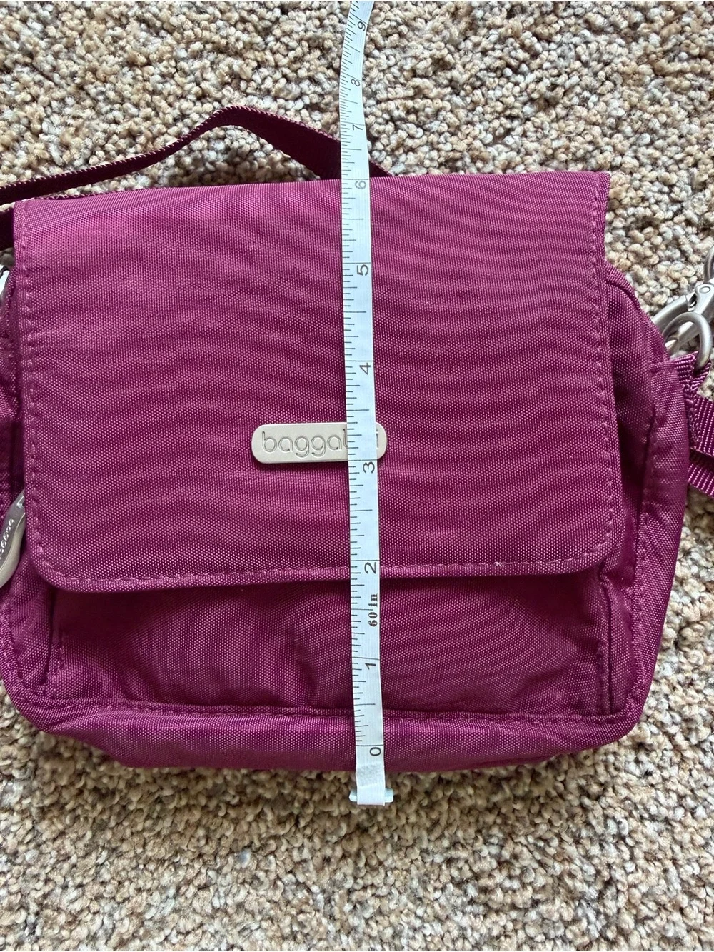 BAGALLINI Plum Maroon Purple Nylon Zippered Crossbody Shoulder Bag